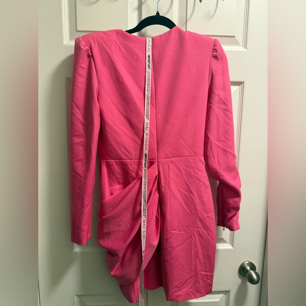Ieena for Mac Duggal - 26704 Long Sleeve Pink Mini Dress - Size 4 - Picture 10 of 10